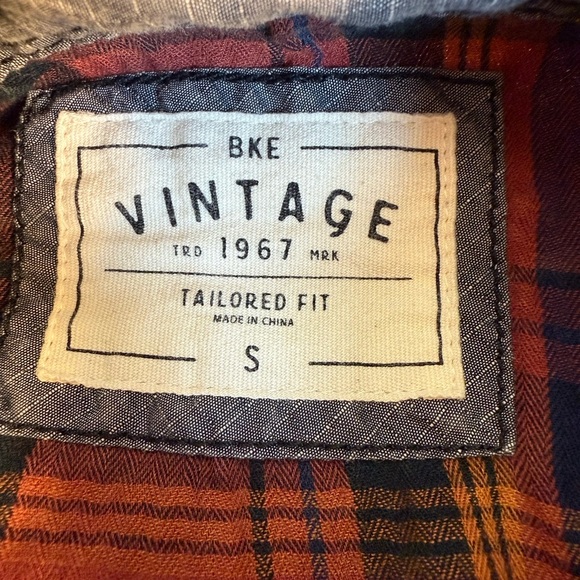 BKE Orange and Blue Plaid Casual Shirt - Picture 3 of 5